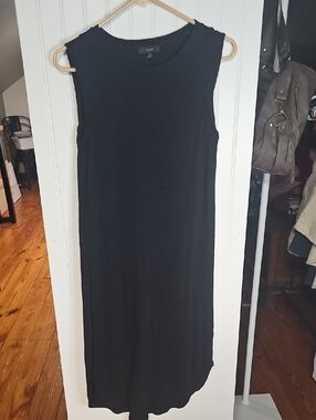 J. Crew Black Sleeveless Midi Shift Dress